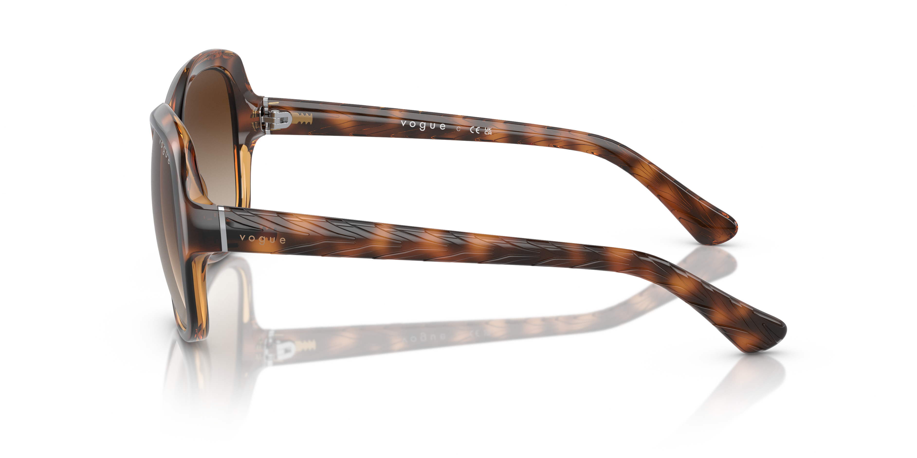 Vogue Eyewear VO2871S in Striped Dark Havana, side view #Colour_Striped Dark Havana