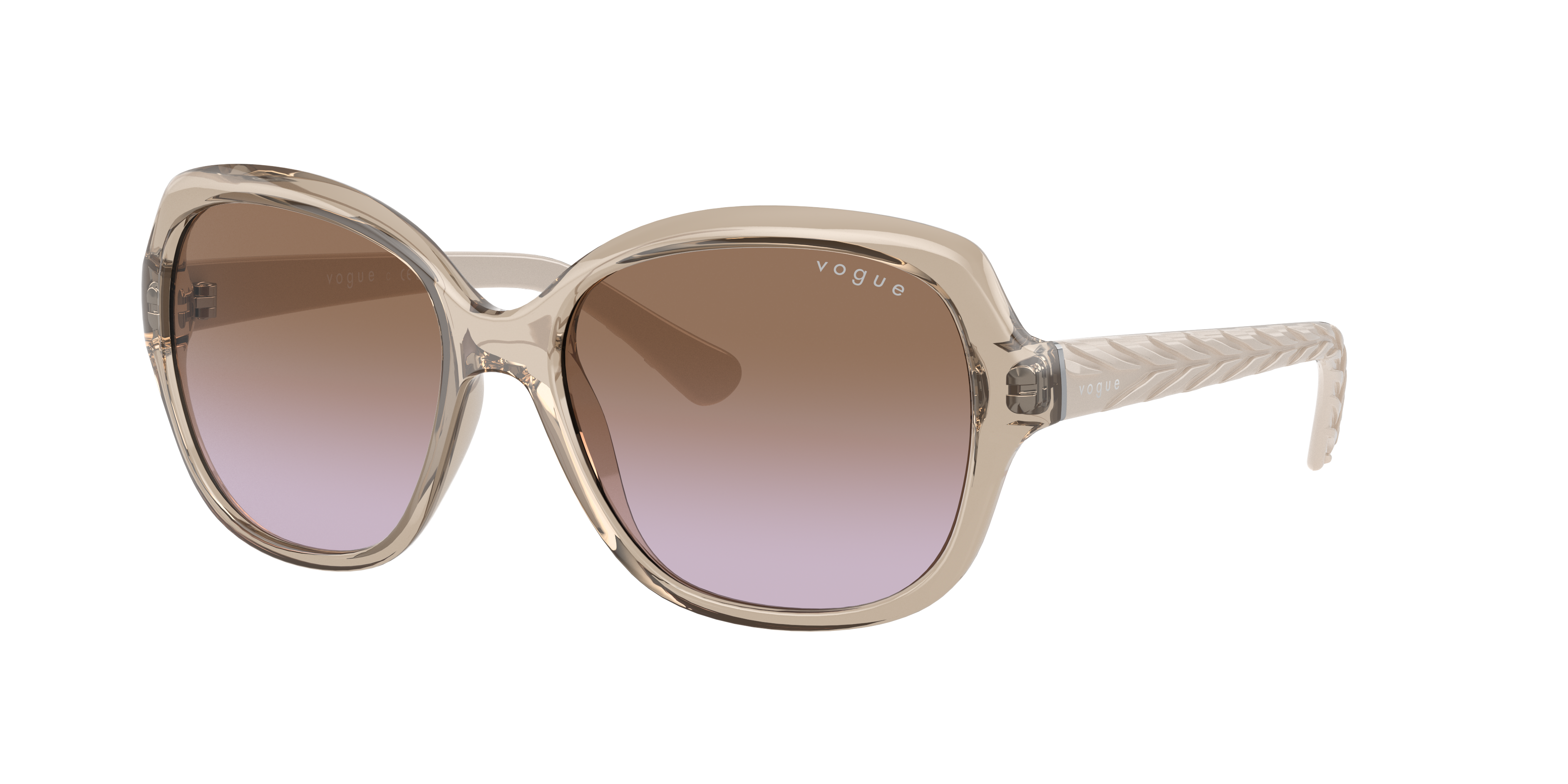Vogue Eyewear VO2871S in Transparent Light Brown, three-quarter view #Colour_Transparent Light Brown