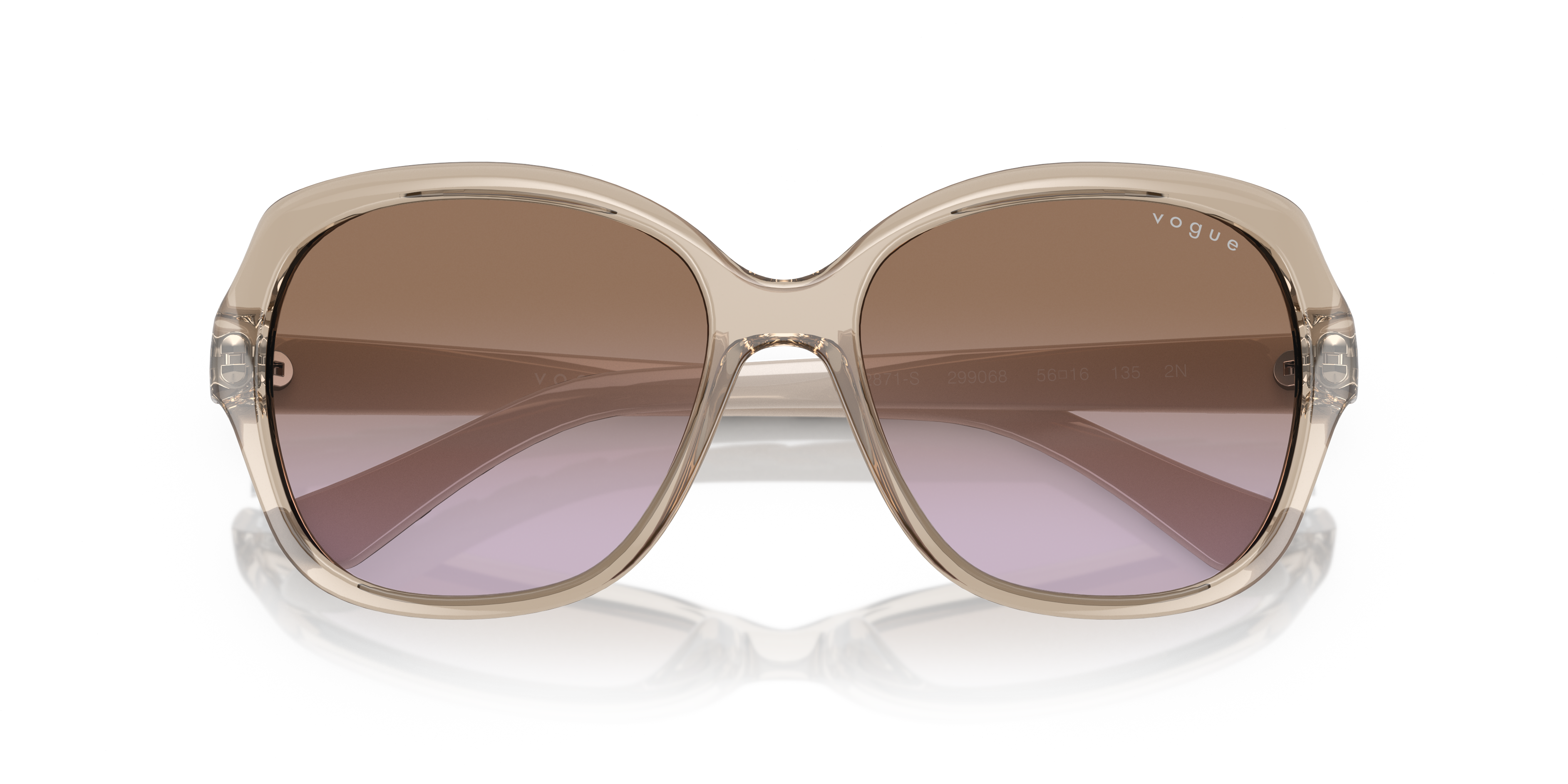 Vogue Eyewear VO2871S in Transparent Light Brown, front detail view #Colour_Transparent Light Brown