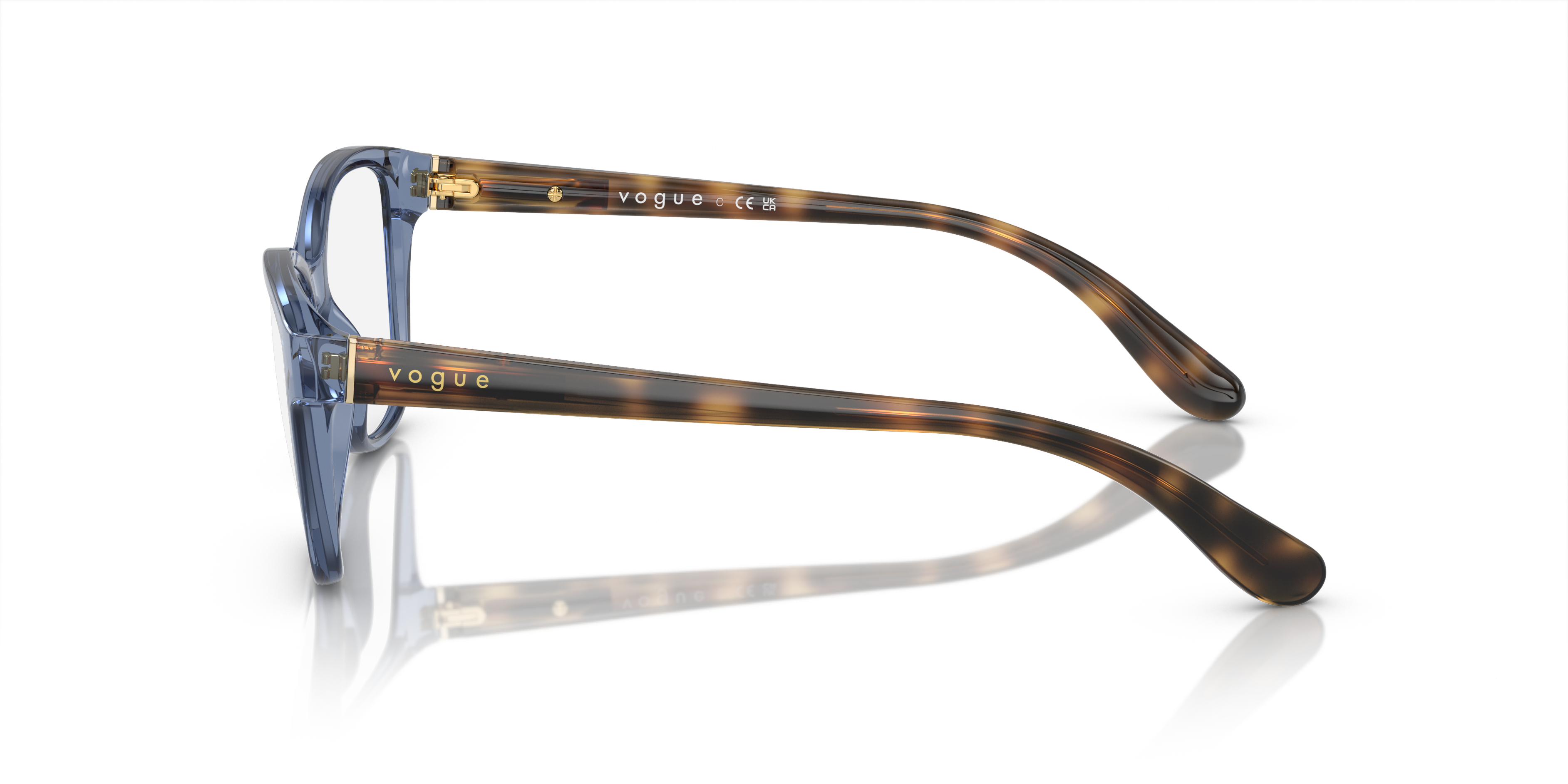 Vogue Eyewear VO2998 in Transparent Blue, side view #Colour_Transparent Blue