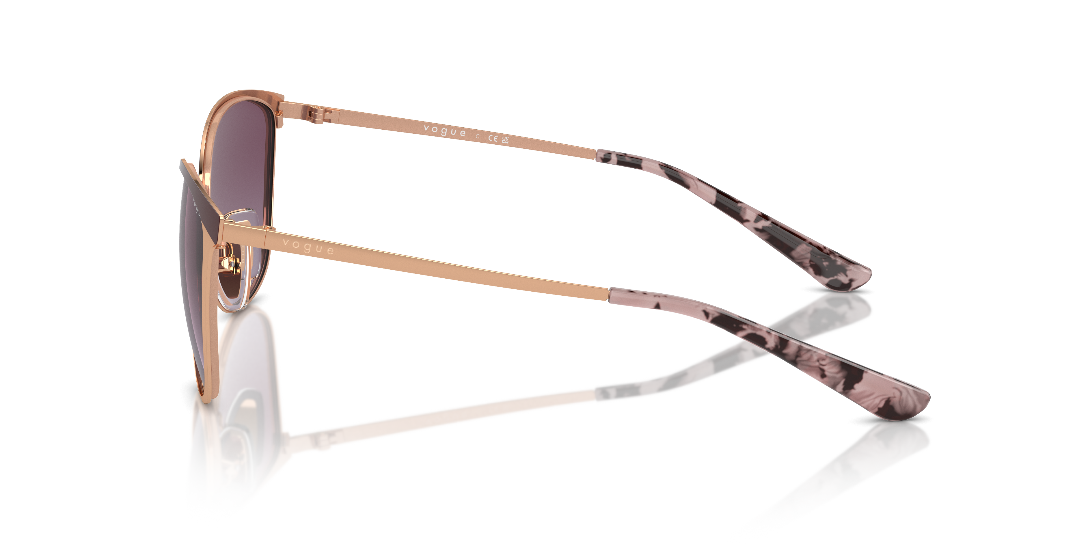 Vogue Eyewear VO4002S in Top Bordeaux/Rose Gold, side view #Colour_Top Bordeaux/Rose Gold