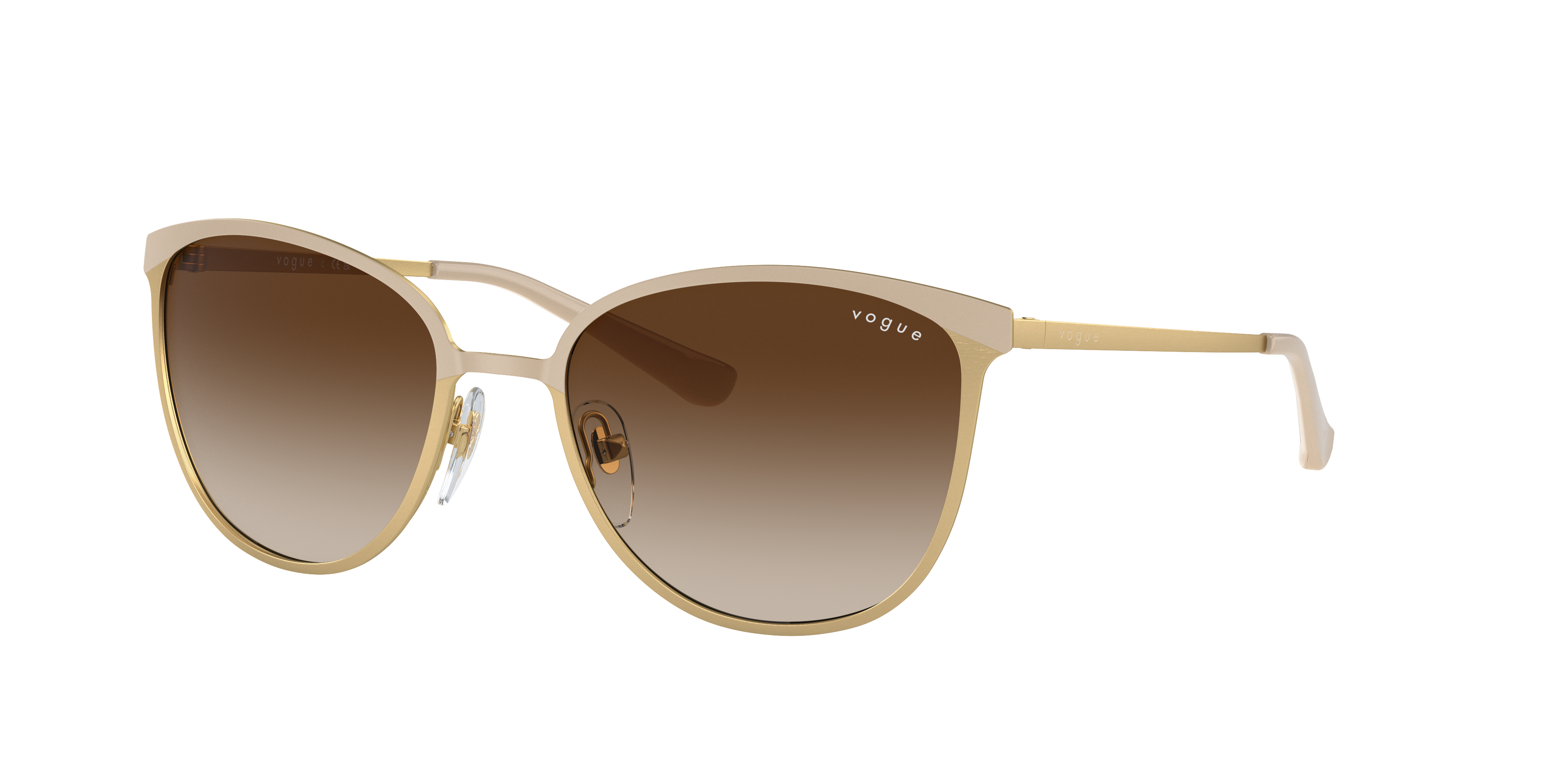 Vogue Eyewear VO4002S in Top Matte Beige/Brushed Gold, three-quarter view #Colour_Top Matte Beige/Brushed Gold