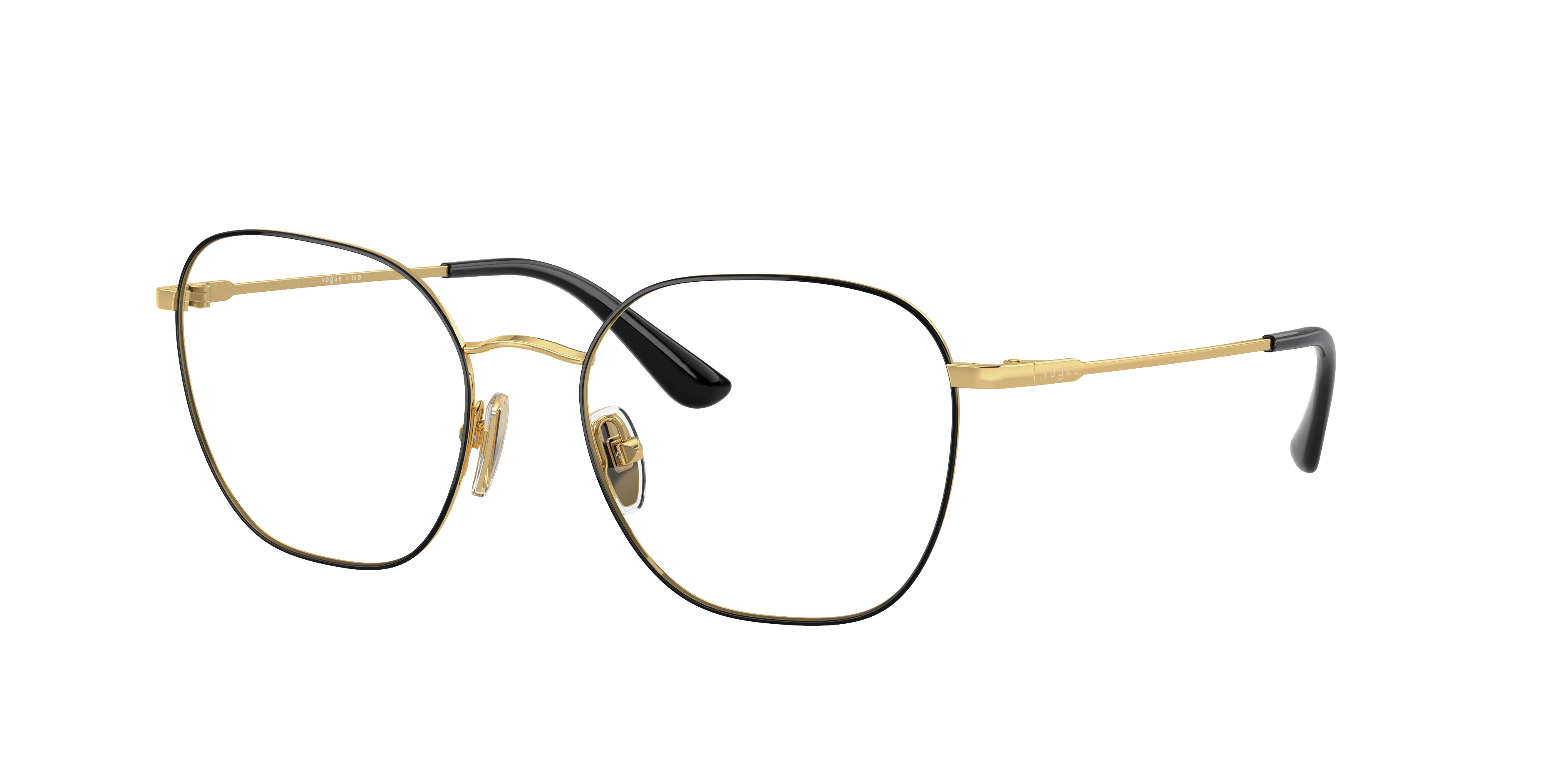 Vogue Eyewear VO4178 in Top Black/Gold, three-quarter view #Colour_Top Black/Gold