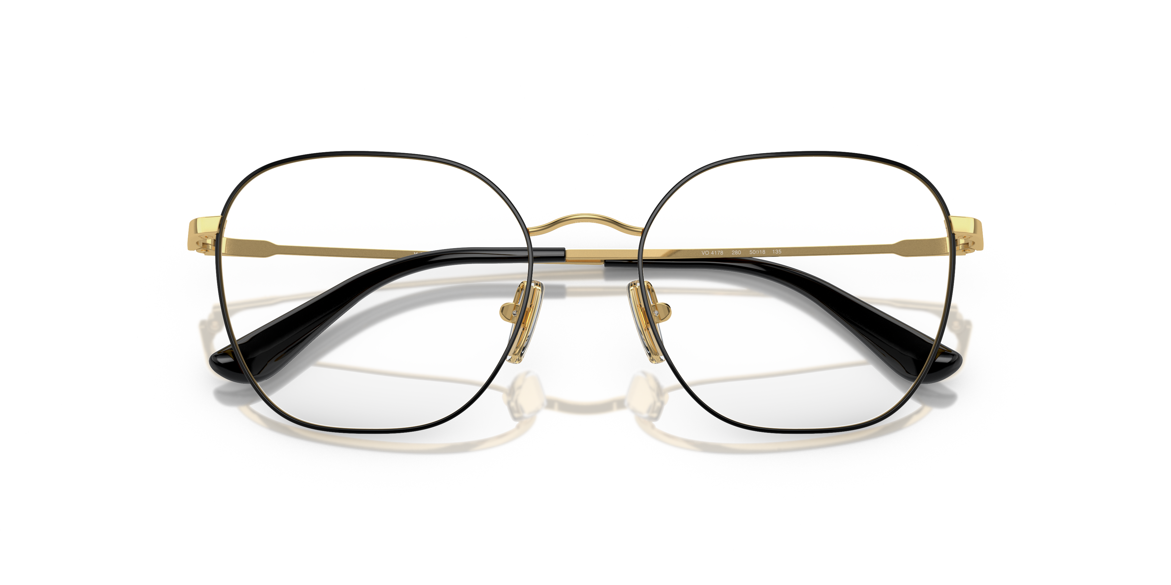Vogue Eyewear VO4178 in Top Black/Gold, front detail view #Colour_Top Black/Gold