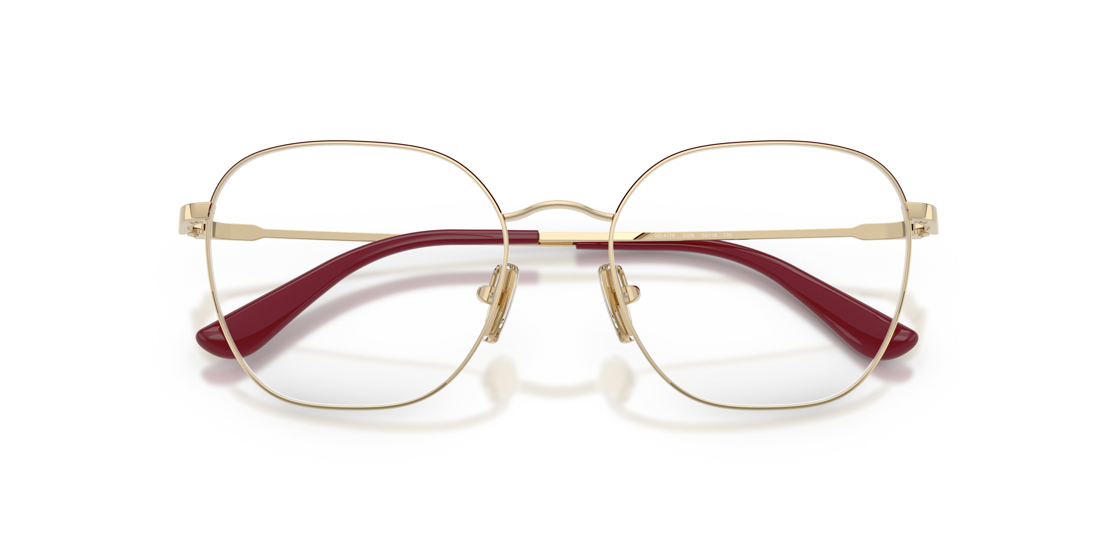 Vogue Eyewear VO4178 in Top Bordeaux/Pale Gold, front detail view #Colour_Top Bordeaux/Pale Gold