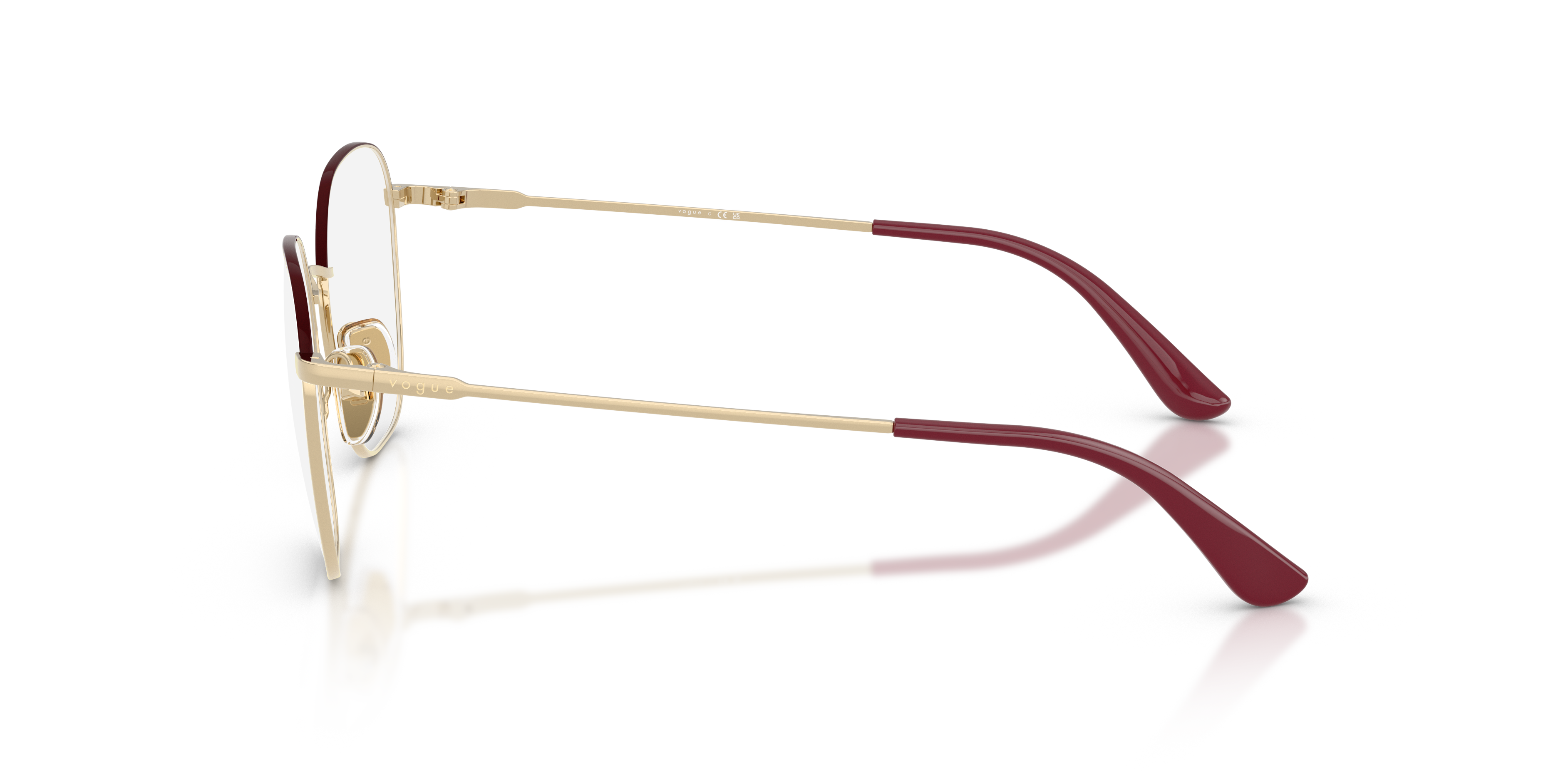 Vogue Eyewear VO4178 in Top Bordeaux/Pale Gold, side view #Colour_Top Bordeaux/Pale Gold