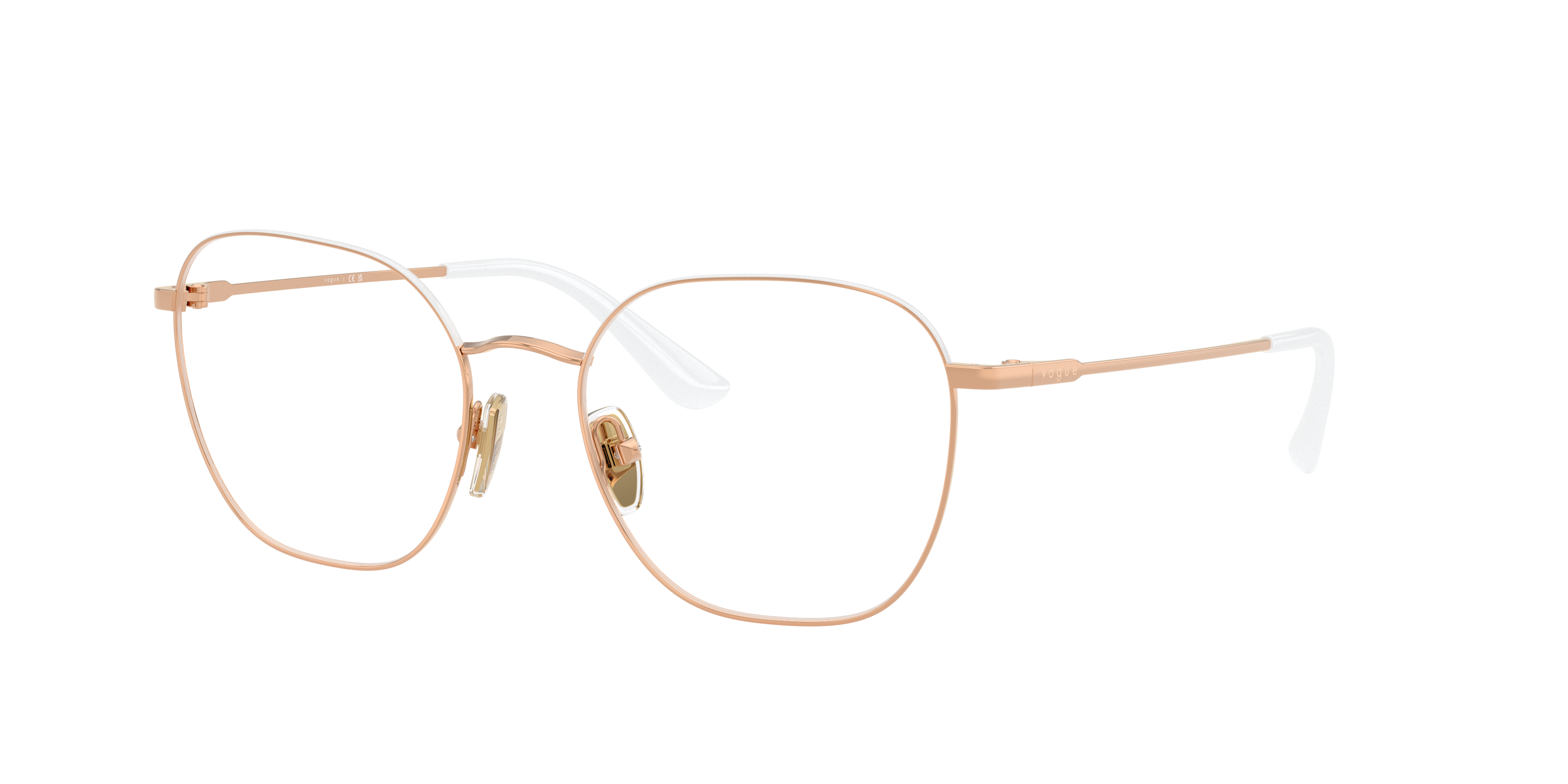 Vogue Eyewear VO4178 in White/Rose Gold, three-quarter view #Colour_White/Rose Gold