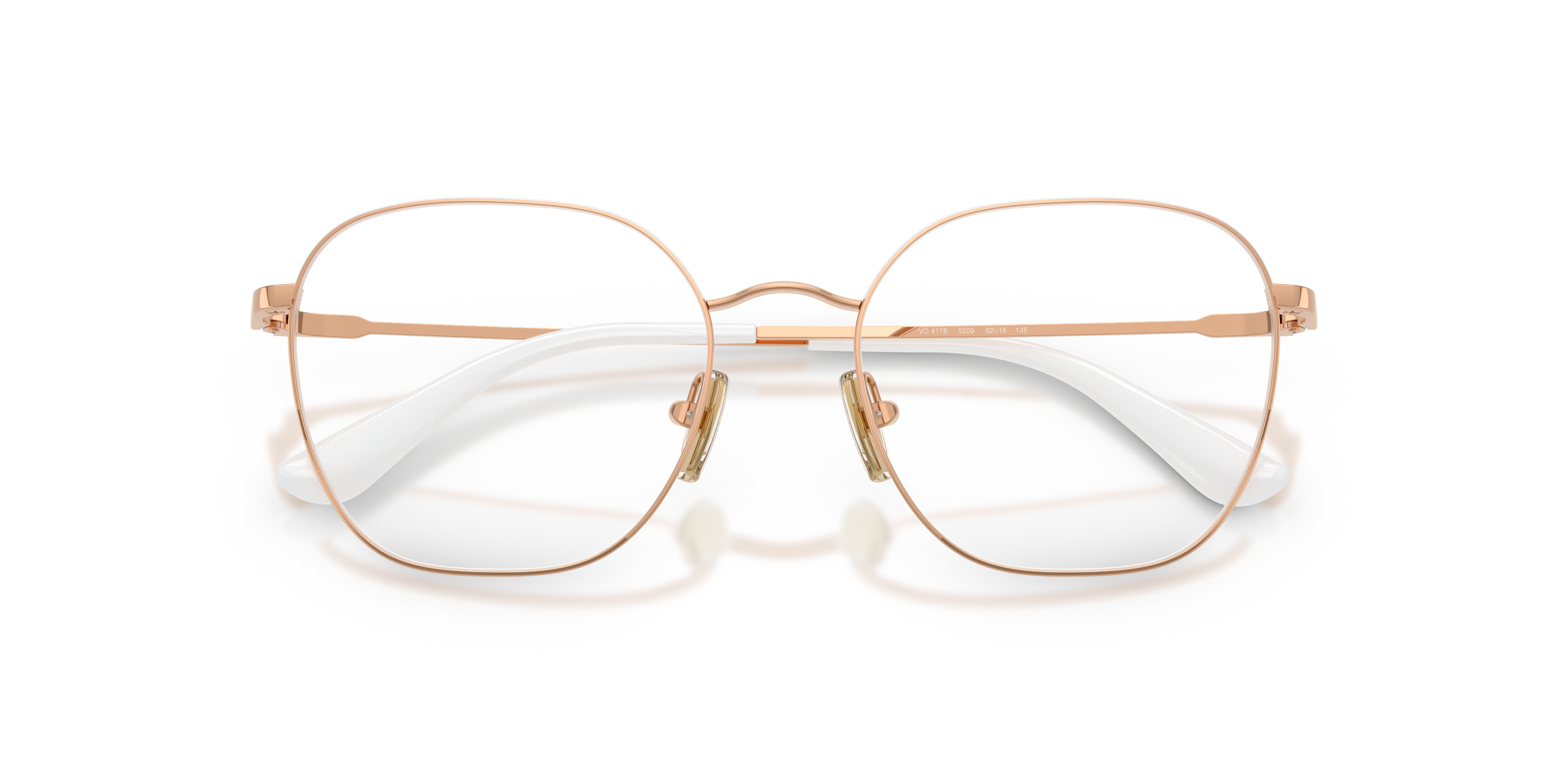 Vogue Eyewear VO4178 in White/Rose Gold, front detail view #Colour_White/Rose Gold