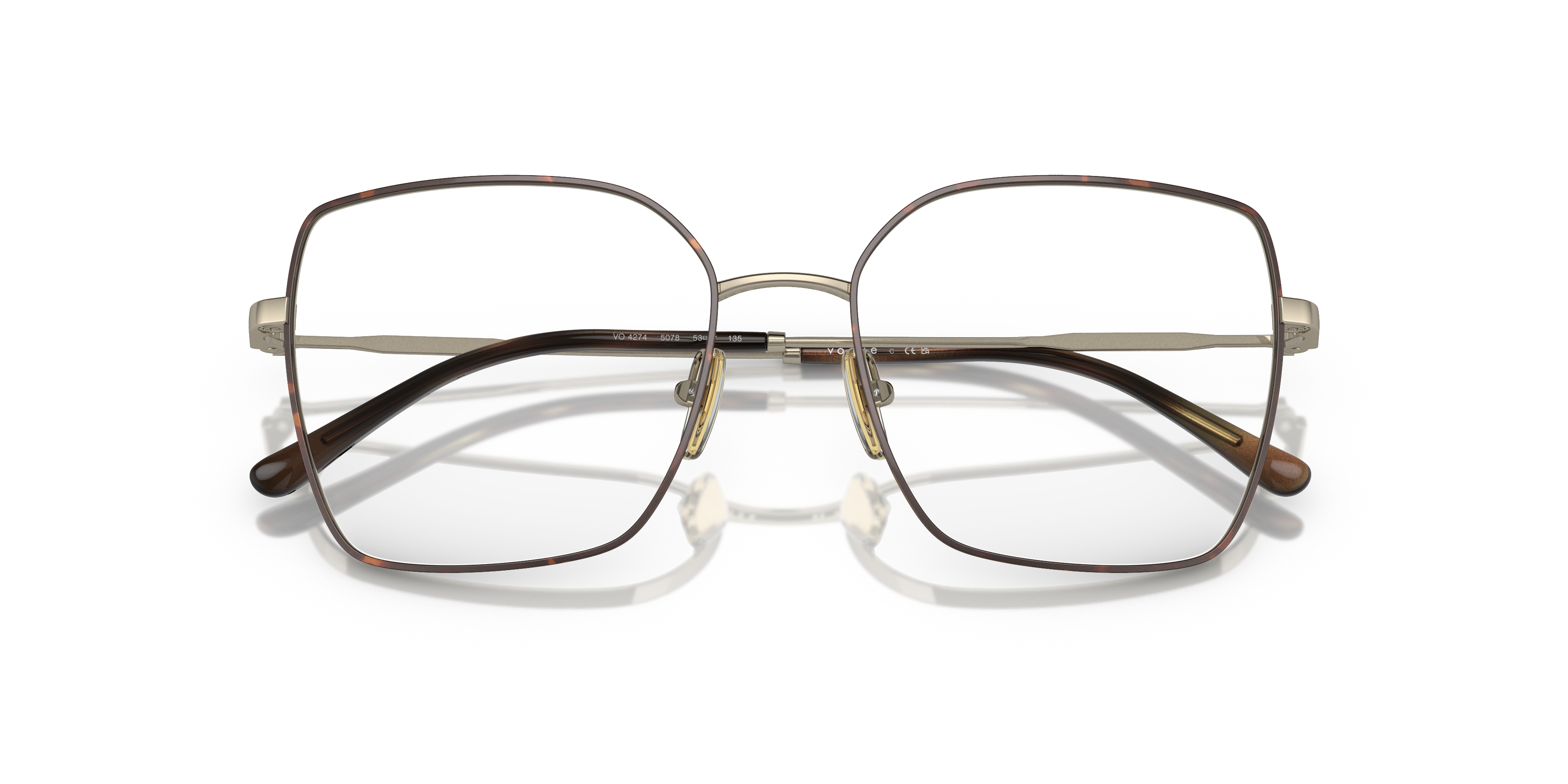 Vogue Eyewear VO4274 in Top Havana/Pale Gold, front detail view #Colour_Top Havana/Pale Gold