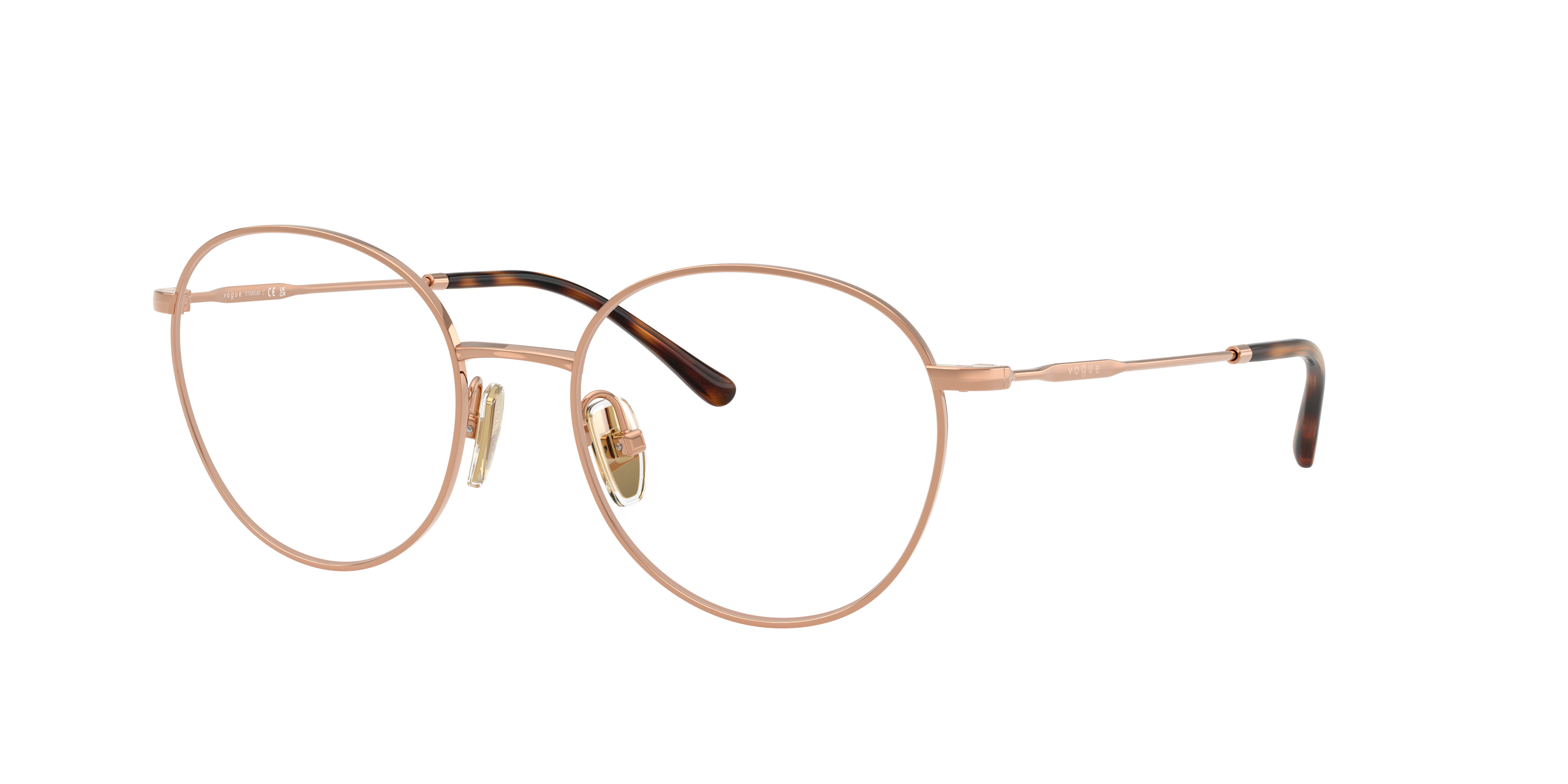 Vogue Eyewear VO4280T in Rose Gold, three-quarter view #Colour_Rose Gold