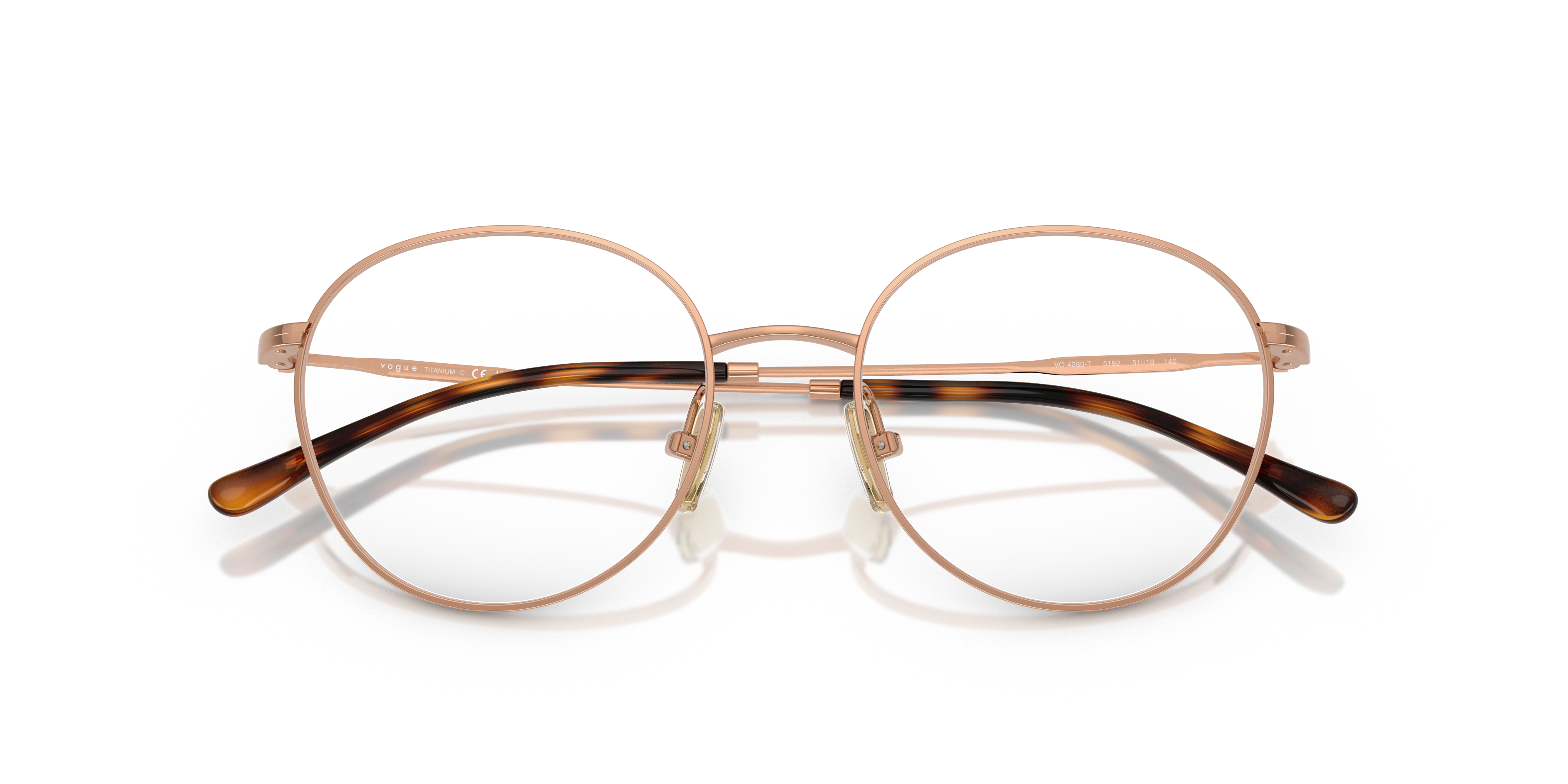 Vogue Eyewear VO4280T in Rose Gold, front detail view #Colour_Rose Gold