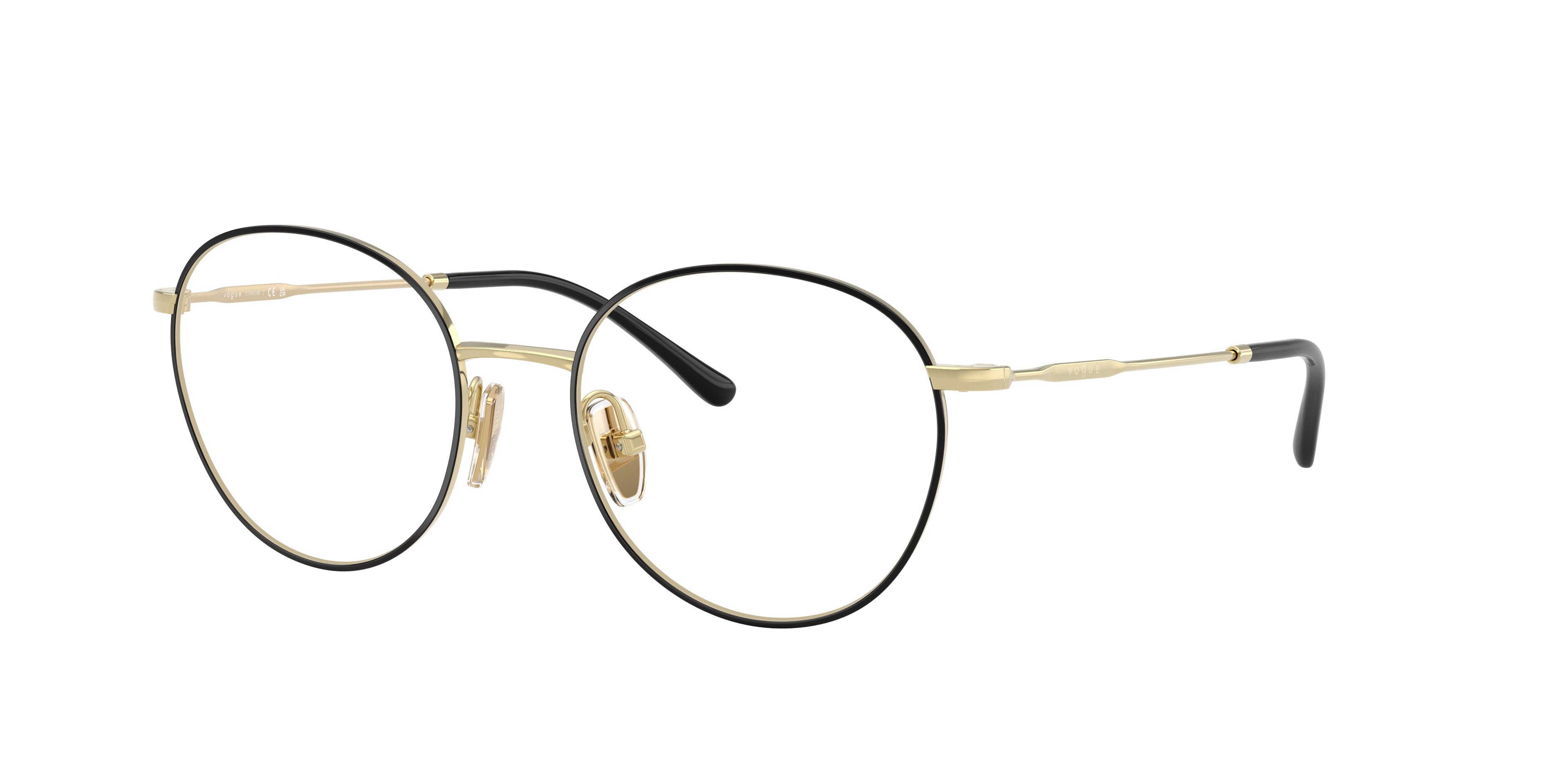 Vogue Eyewear VO4280T in Top Black/Light Gold, three-quarter view #Colour_Top Black/Light Gold