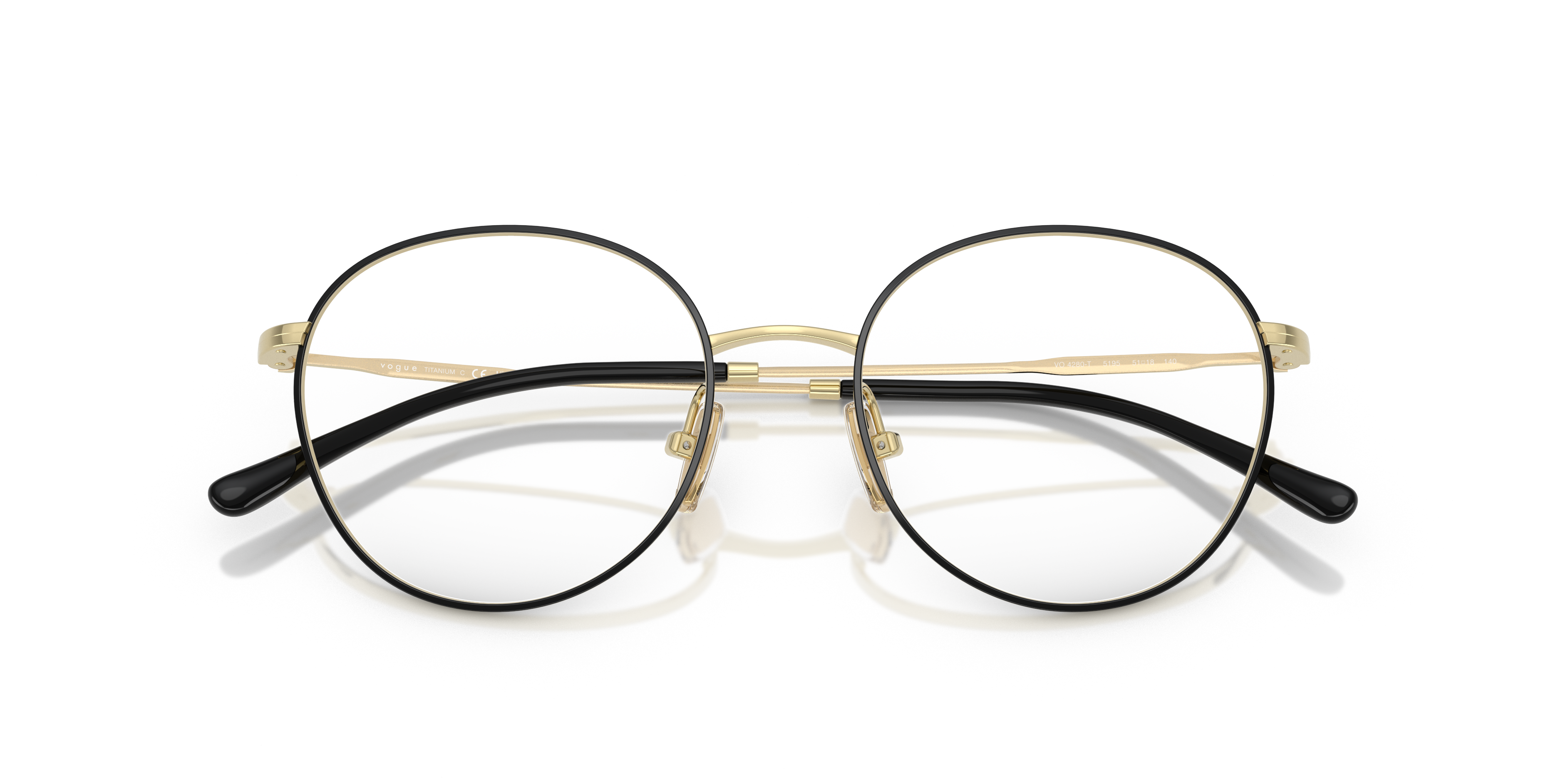 Vogue Eyewear VO4280T in Top Black/Light Gold, front detail view #Colour_Top Black/Light Gold
