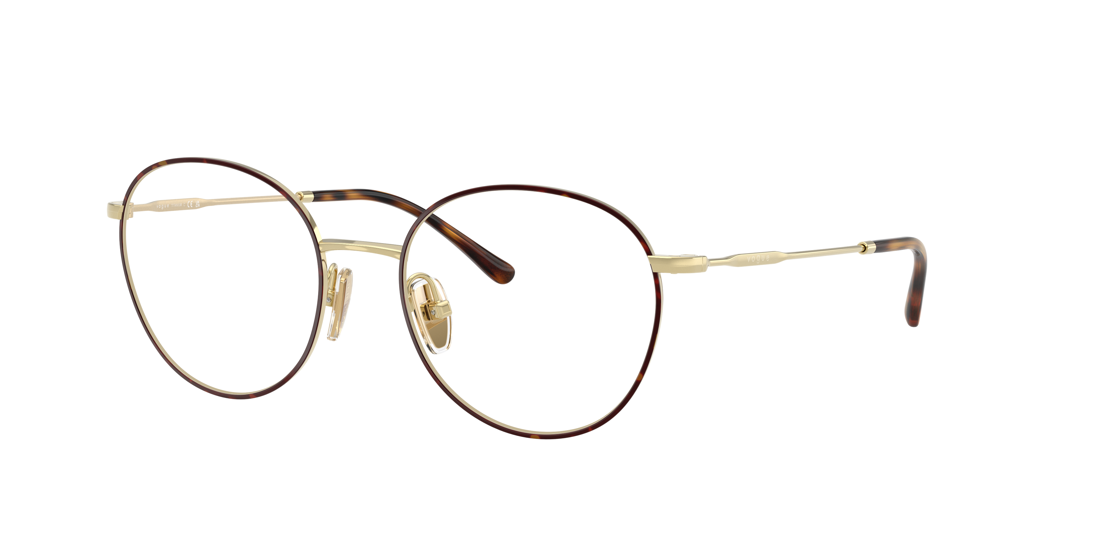 Vogue Eyewear VO4280T in Top Havana/Light Gold, three-quarter view #Colour_Top Havana/Light Gold
