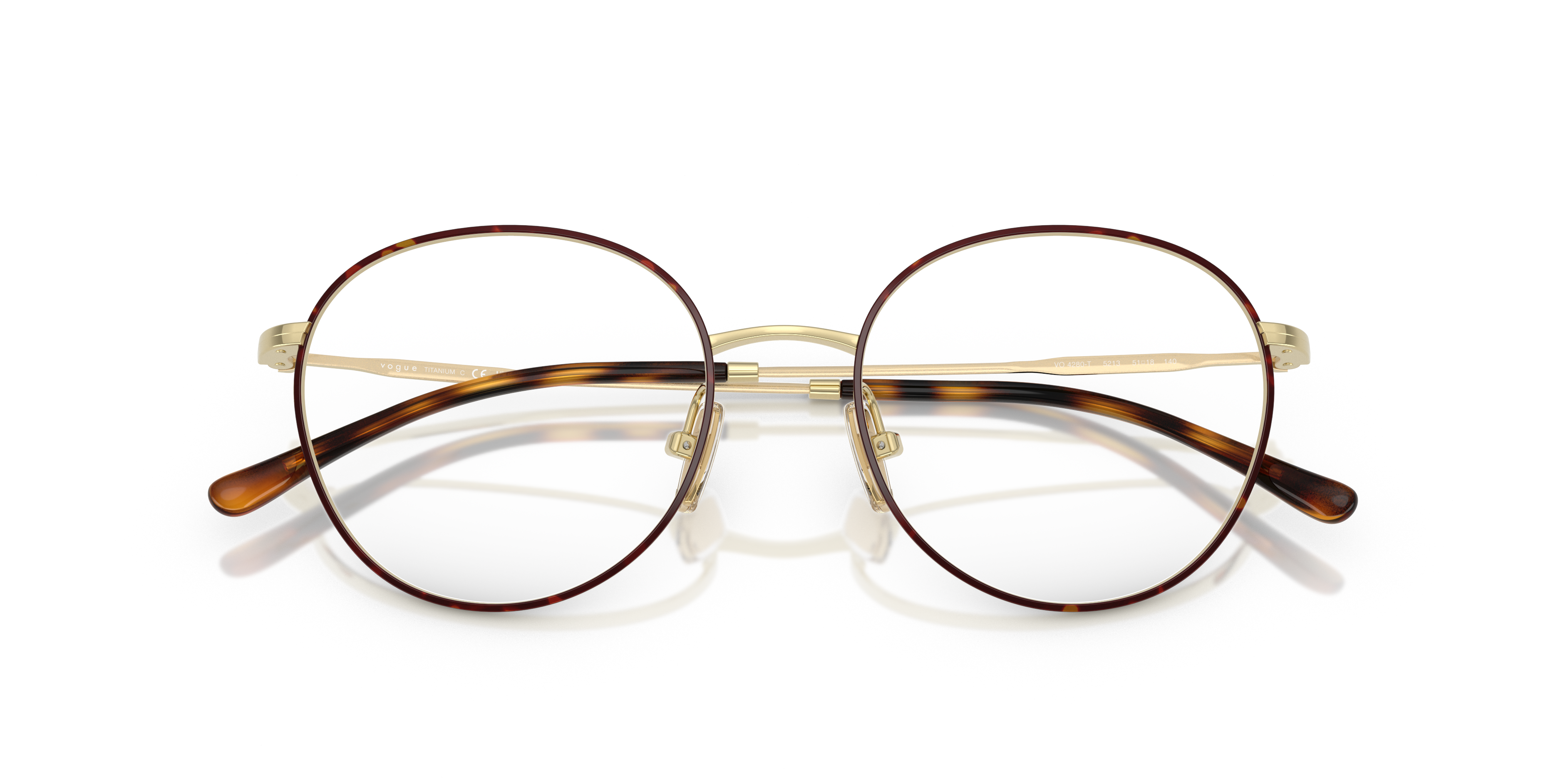 Vogue Eyewear VO4280T in Top Havana/Light Gold, front detail view #Colour_Top Havana/Light Gold