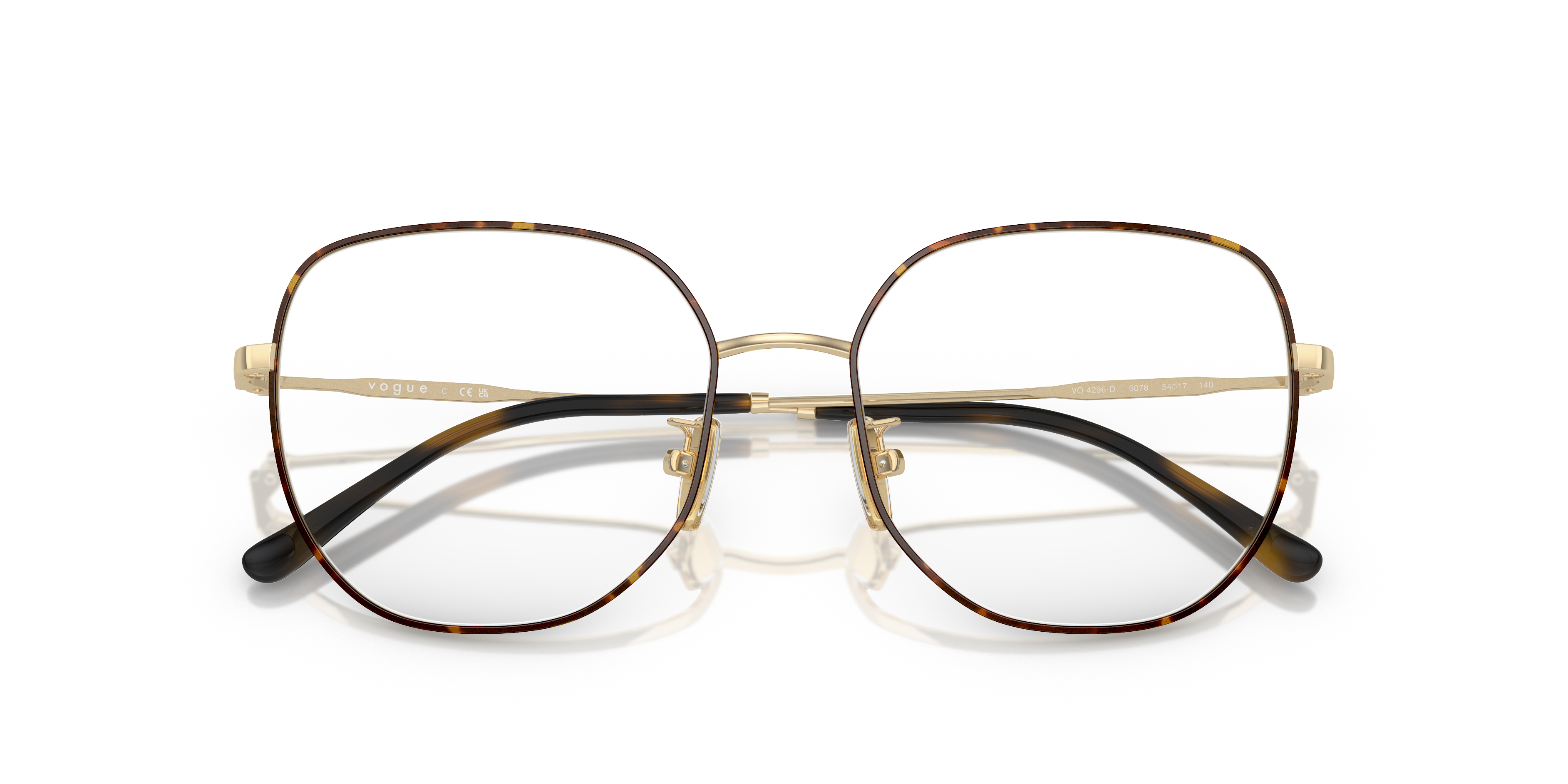 Vogue Eyewear VO4296D in Top Havana/Pale Gold, front detail view #Colour_Top Havana/Pale Gold