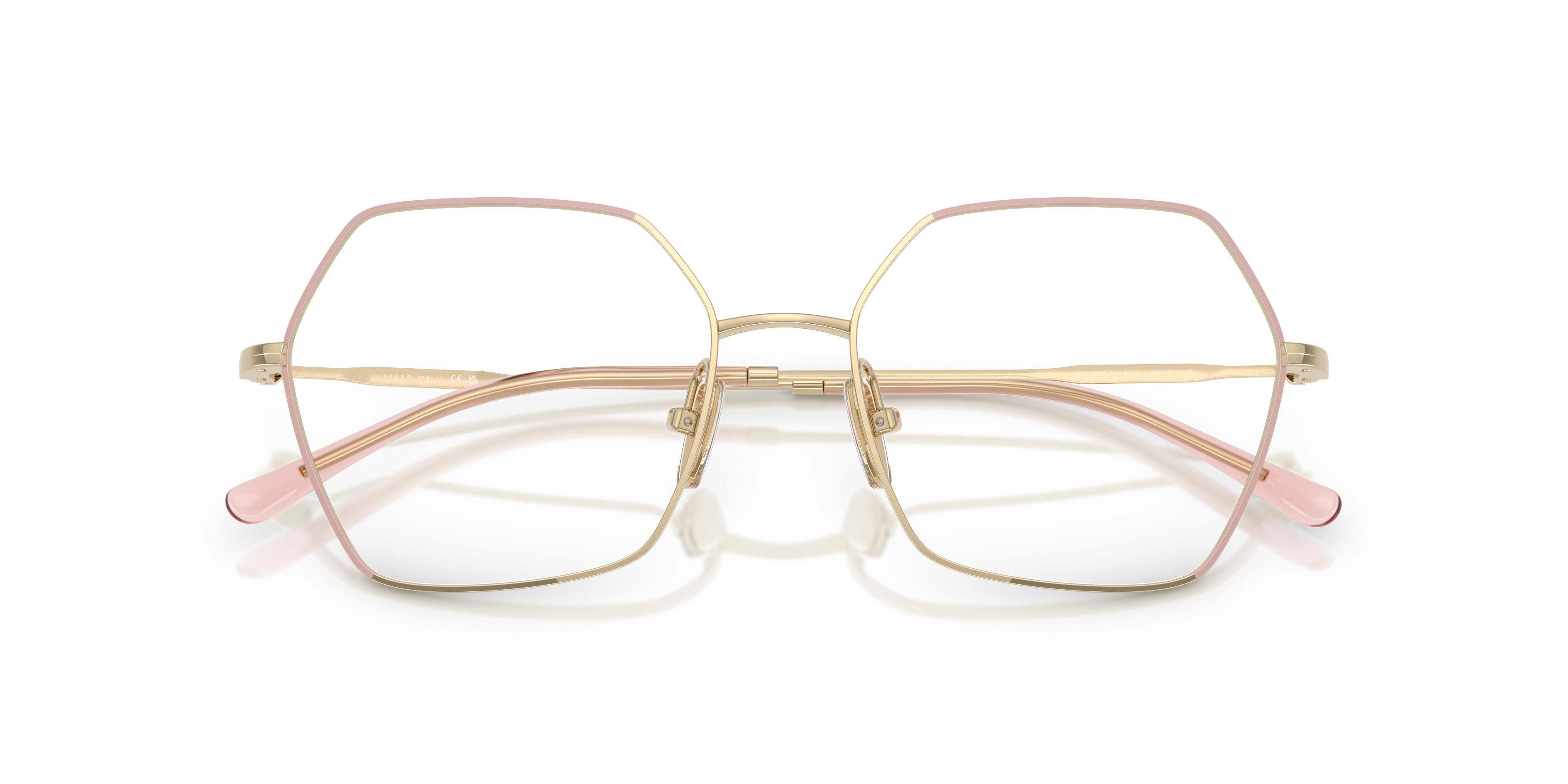Vogue Eyewear VO4297T in Top Nude/Light Gold, front detail view #Colour_Top Nude/Light Gold