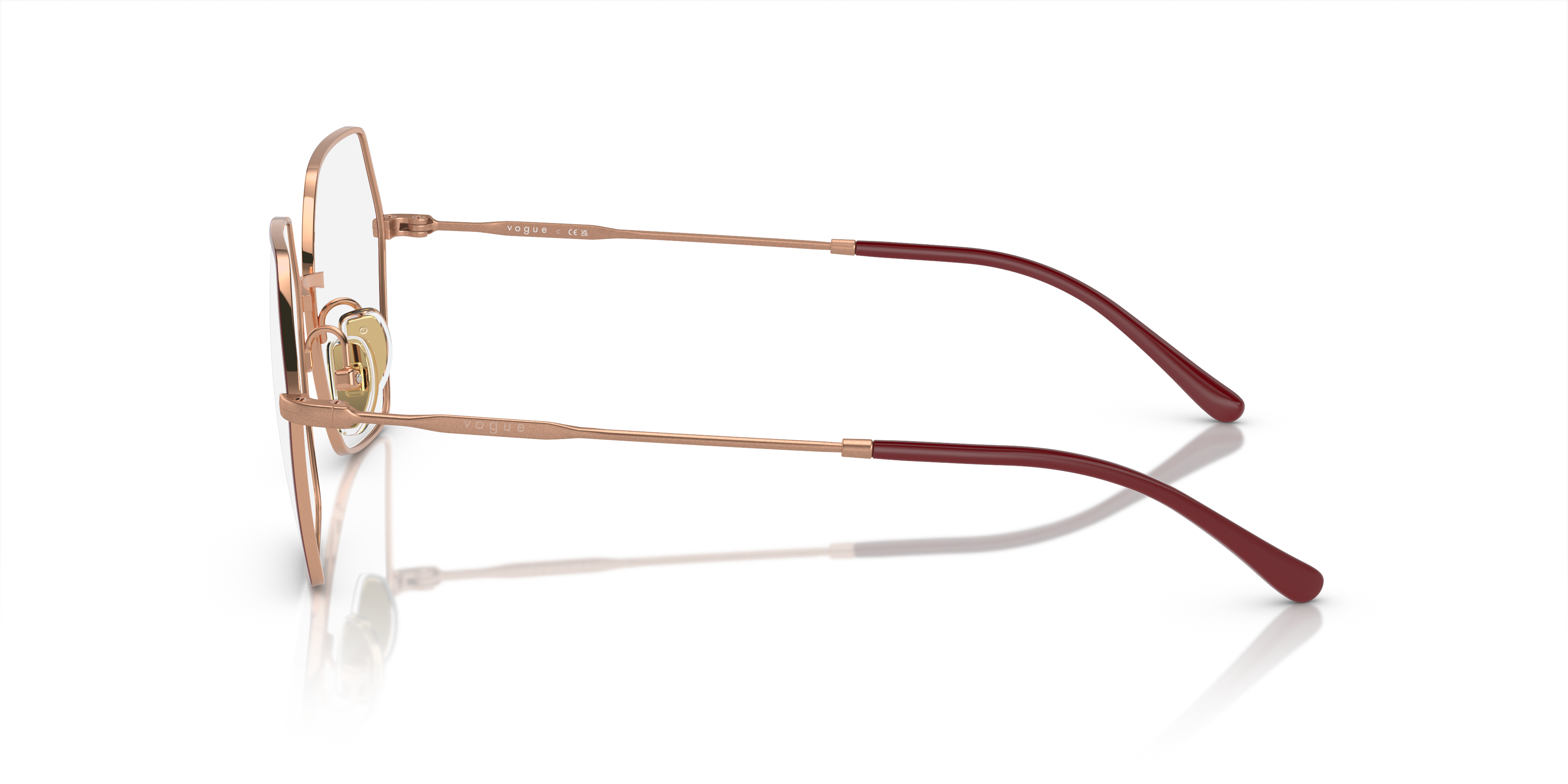 Vogue Eyewear VO4297T in Top Bordeaux/Rose Gold, side view #Colour_Top Bordeaux/Rose Gold