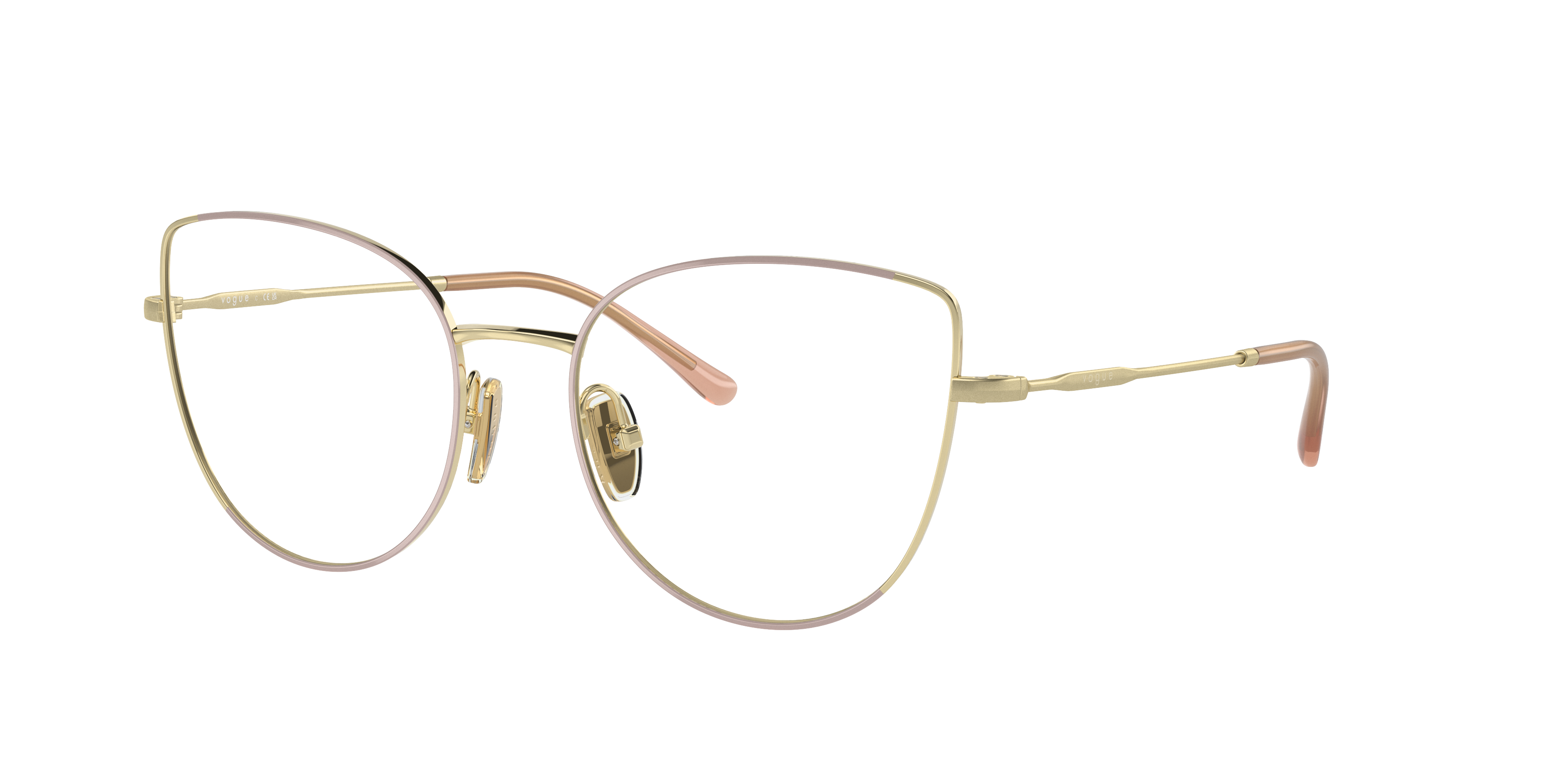 Vogue Eyewear VO4298T in Top Nude/Light Gold, three-quarter view #Colour_Top Nude/Light Gold