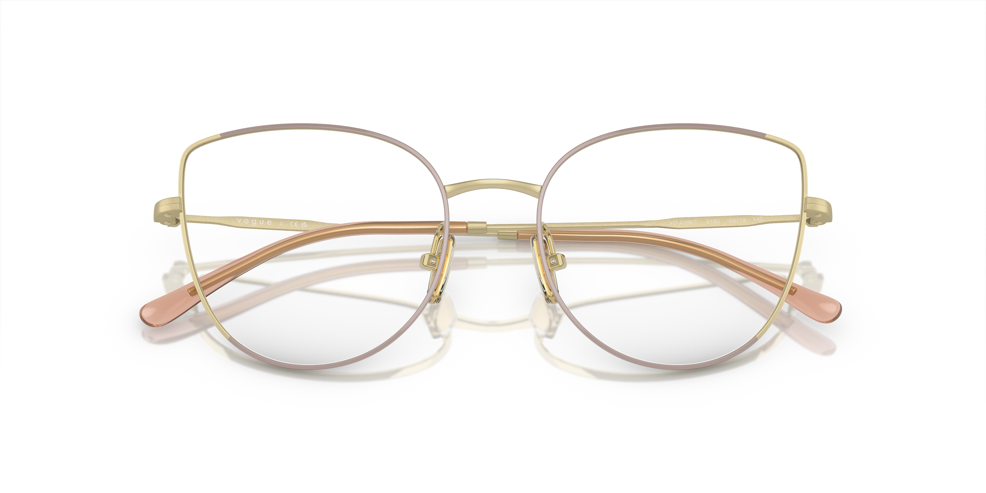 Vogue Eyewear VO4298T in Top Nude/Light Gold, front detail view #Colour_Top Nude/Light Gold