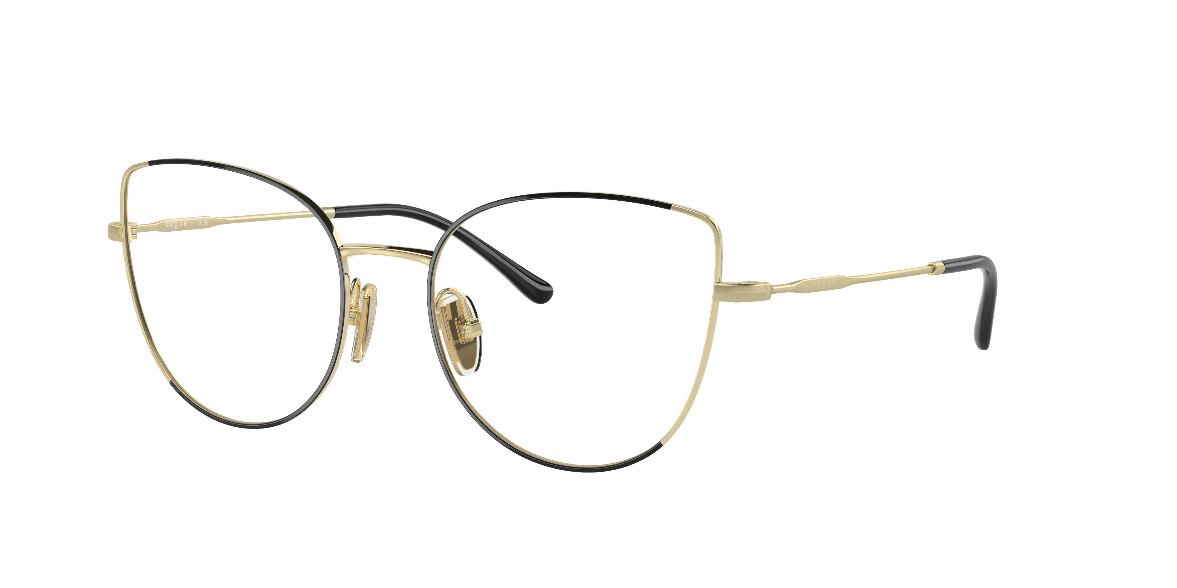 Vogue Eyewear VO4298T in Top Black/Light Gold, three-quarter view #Colour_Top Black/Light Gold