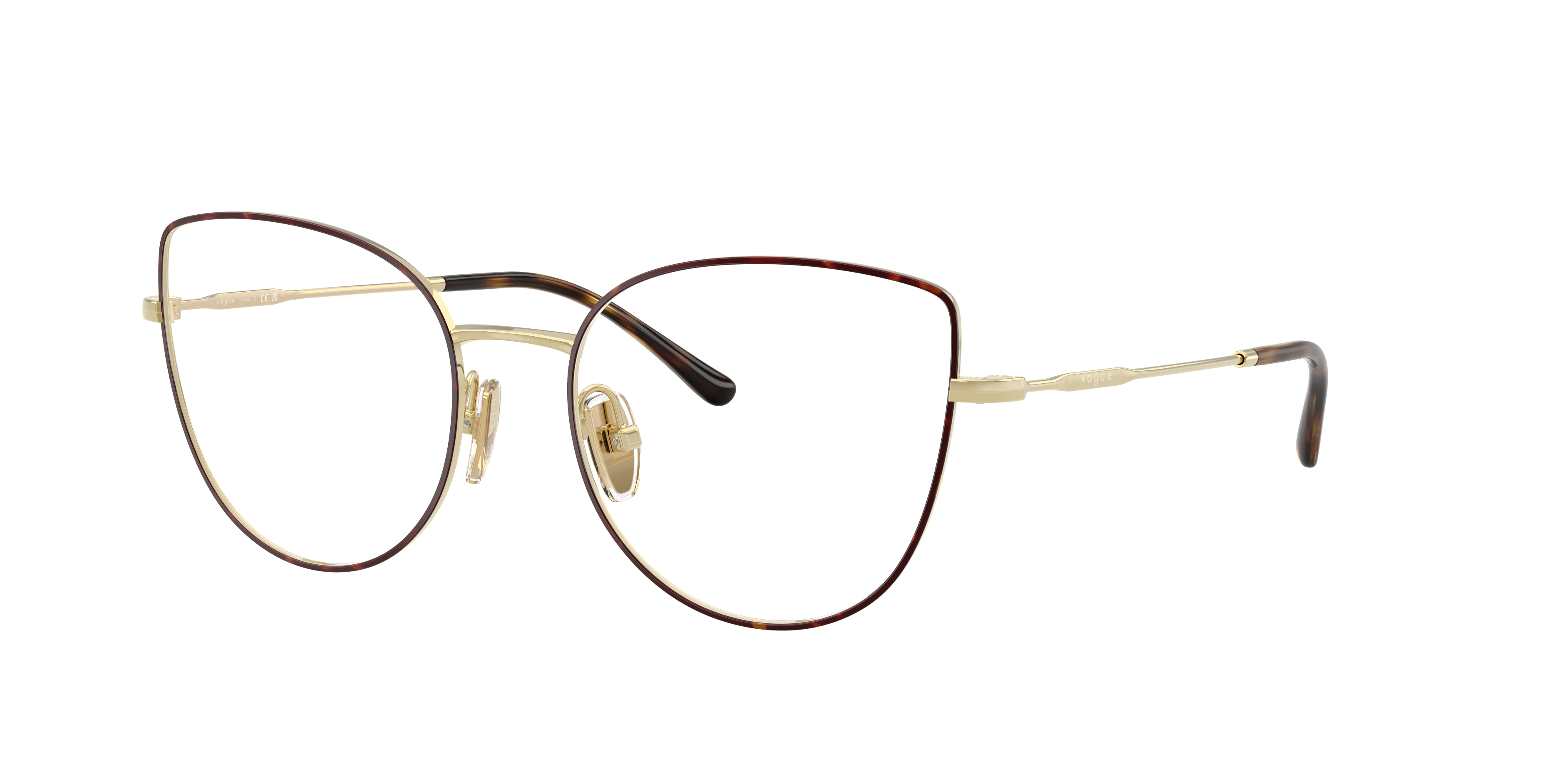 Vogue Eyewear VO4298T in Top Havana/Light Gold, three-quarter view #Colour_Top Havana/Light Gold