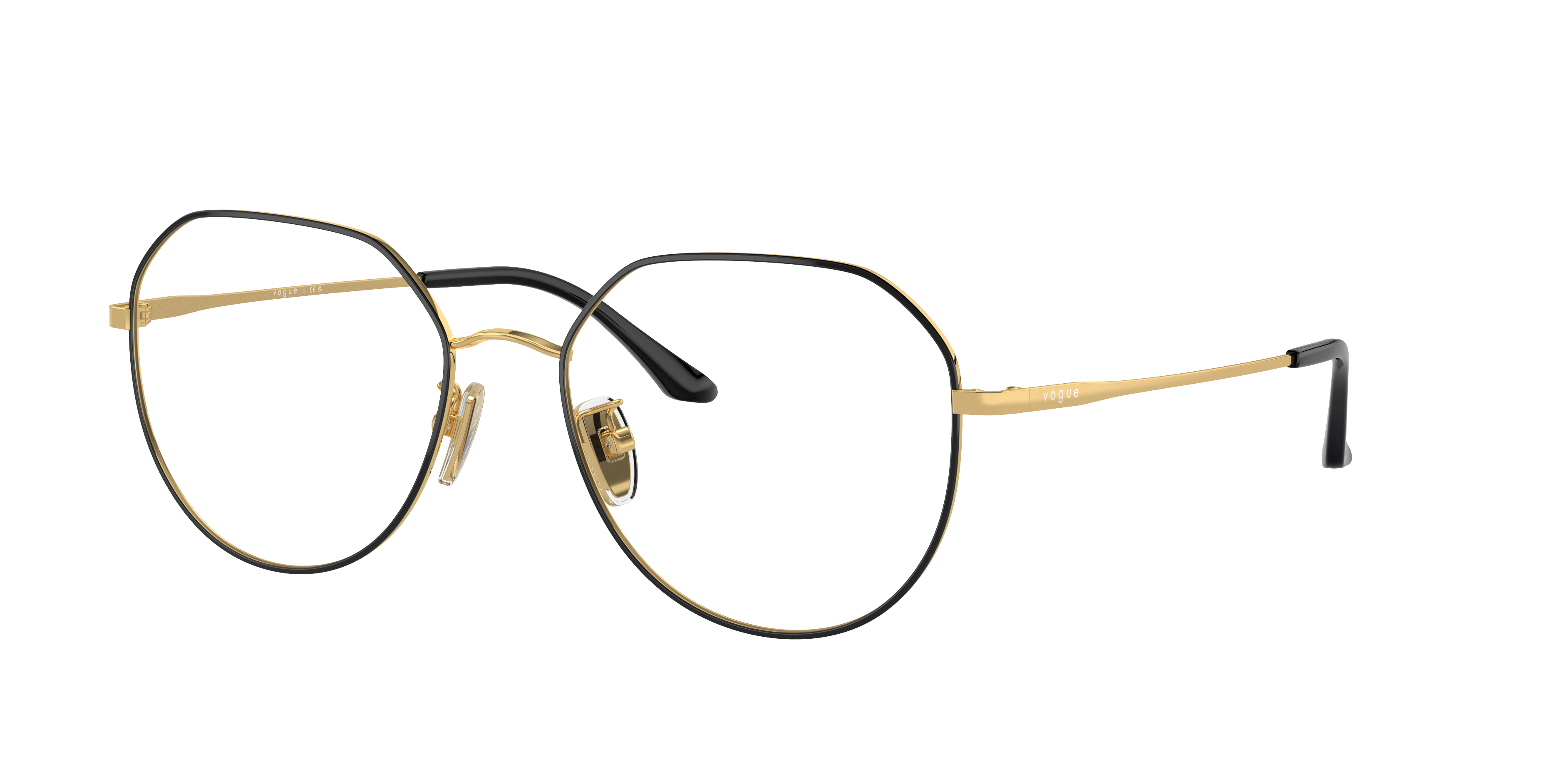 Vogue Eyewear VO4301D in Top Black/Gold, three-quarter view #Colour_Top Black/Gold