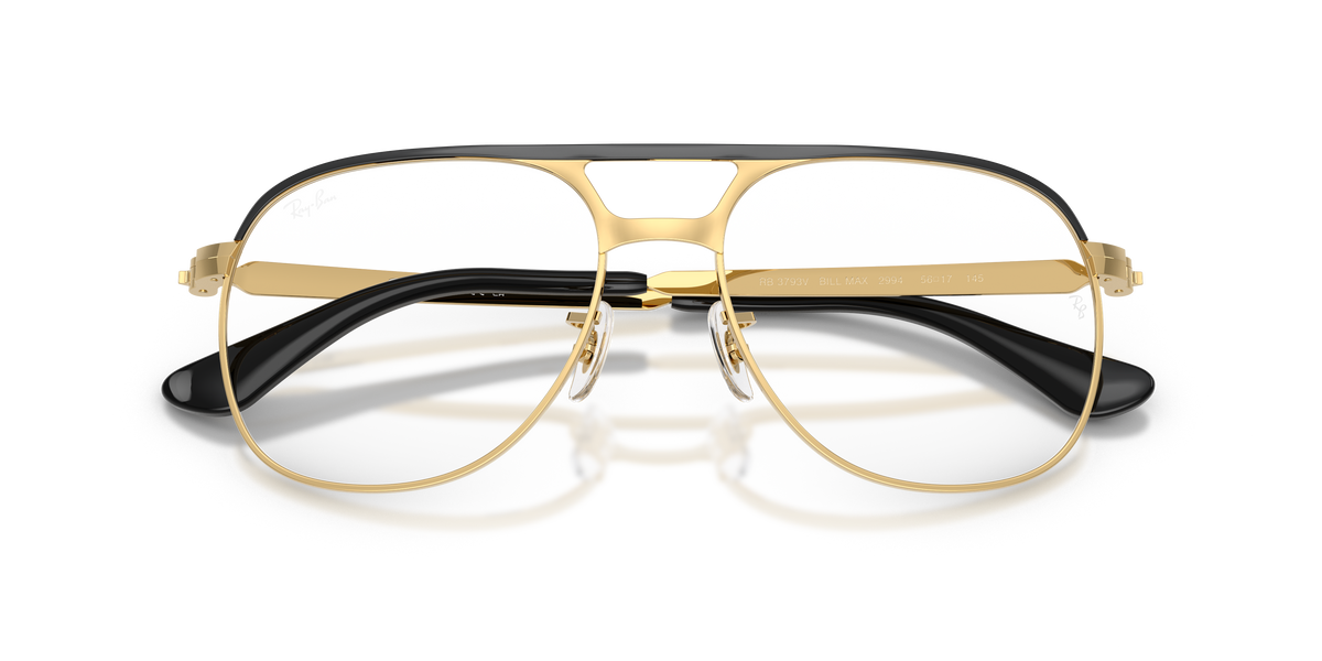 Ray-Ban Bill Max RB3793V in Black On Gold, front detail view #Colour_Black On Gold (2994)