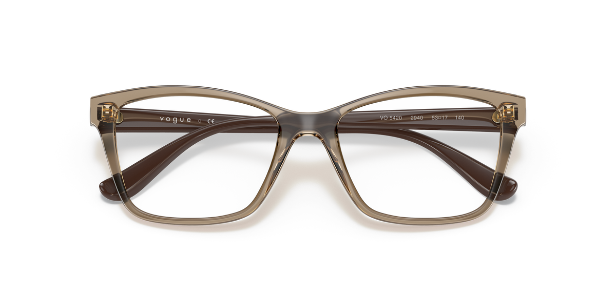 Vogue Eyewear VO5420 in Transparent Brown, front detail view #Colour_Transparent Brown (2940)