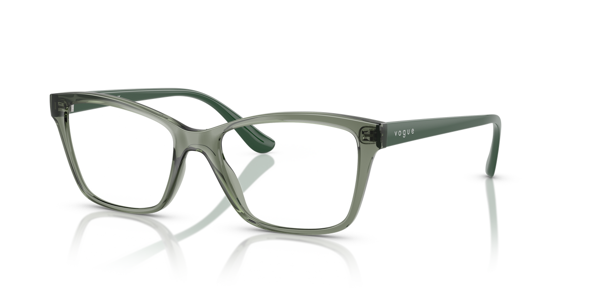 Vogue Eyewear VO5420 in Transparent Mallard Green, three-quarter view #Colour_Transparent Mallard Green (3086)