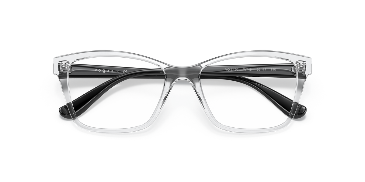Vogue Eyewear VO5420 in Transparent, front detail view #Colour_Transparent (W745)