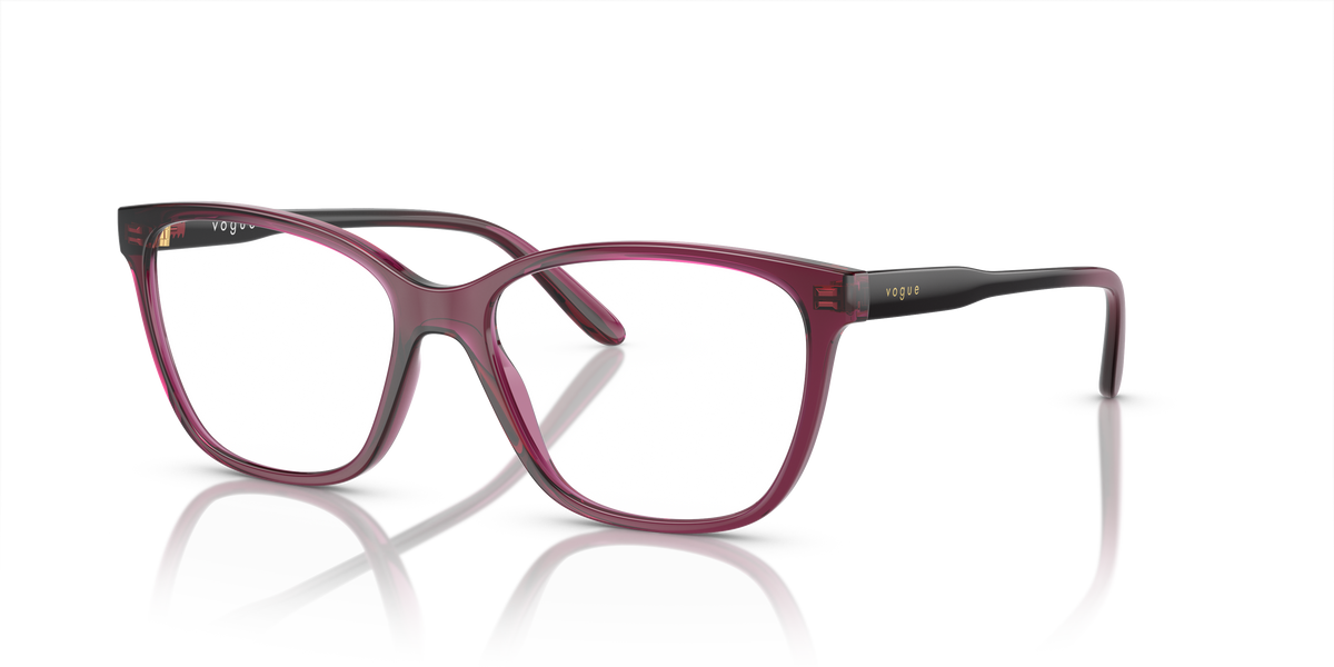 Vogue Eyewear VO5518 in Transparent Dark Cherry, three-quarter view #Colour_Transparent Dark Cherry (2989)