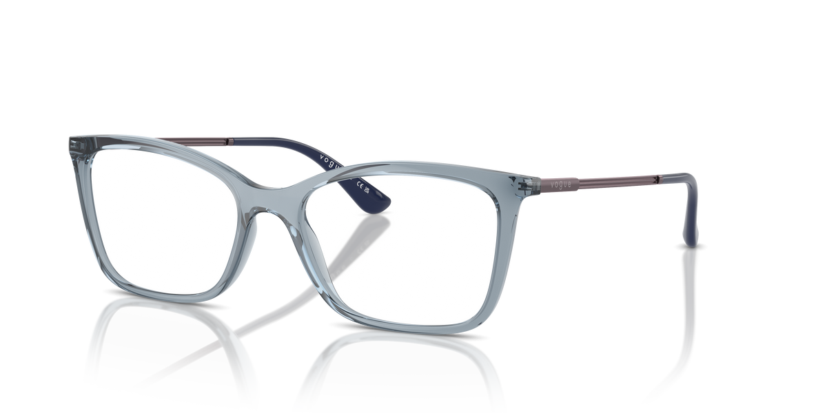 Vogue Eyewear VO5563 in Transparent Azure, three-quarter view #Colour_Transparent Azure (2966)