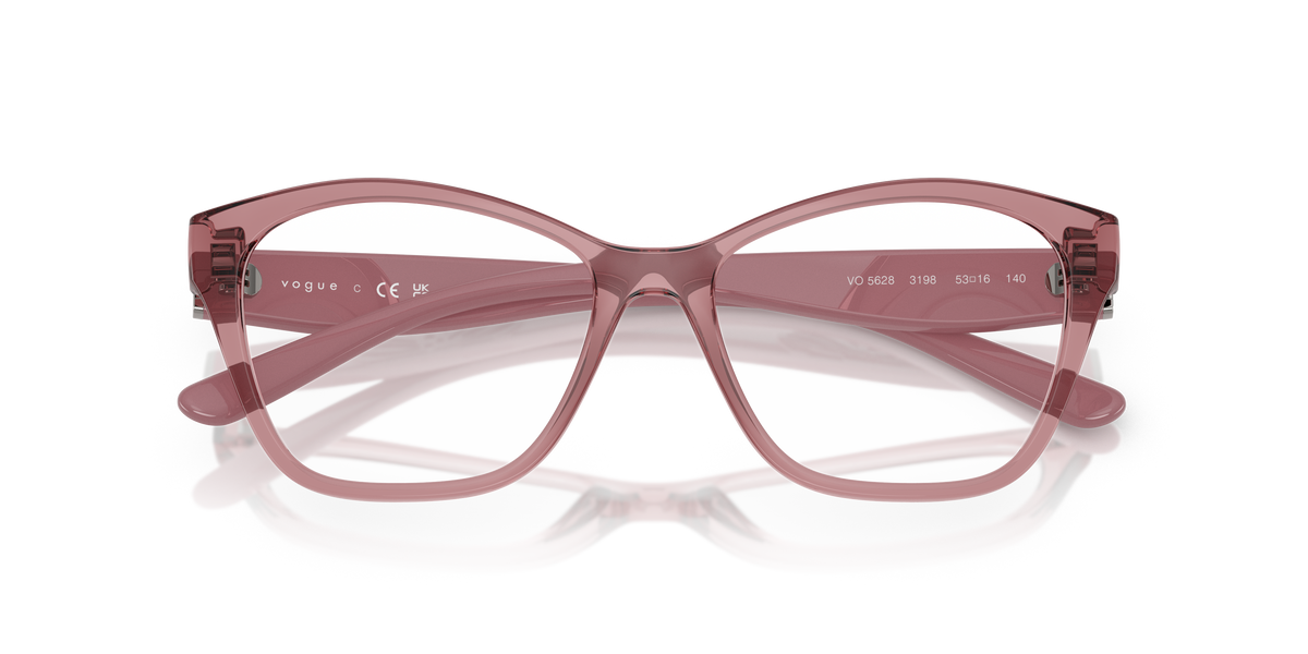 Vogue Eyewear VO5628 in Transparent Dark Pink, front detail view #Colour_Transparent Dark Pink (3198)