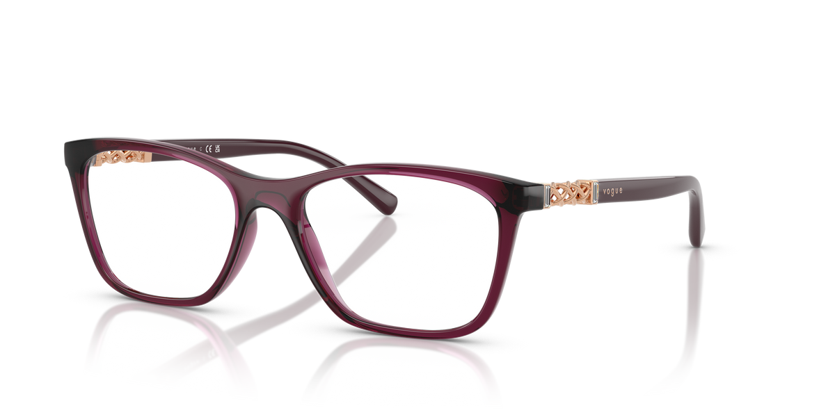 Vogue Eyewear VO5632B in Transparent Cherry, three-quarter view #Colour_Transparent Cherry (2989)