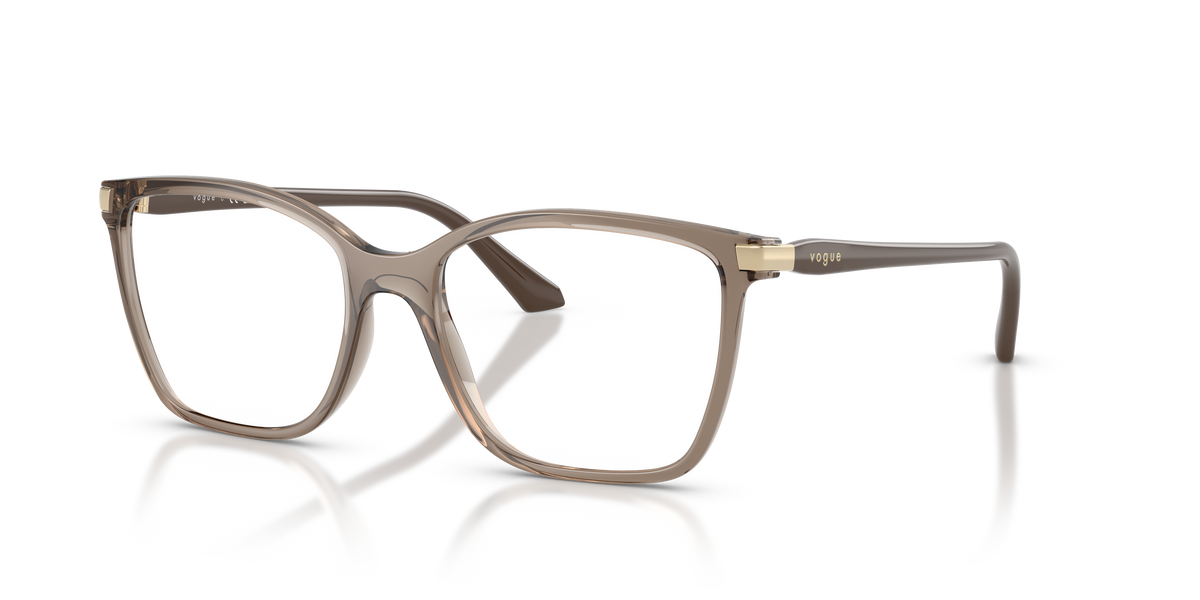 Vogue Eyewear VO5654 in Transparent Brown, three-quarter view #Colour_Transparent Brown (3156)