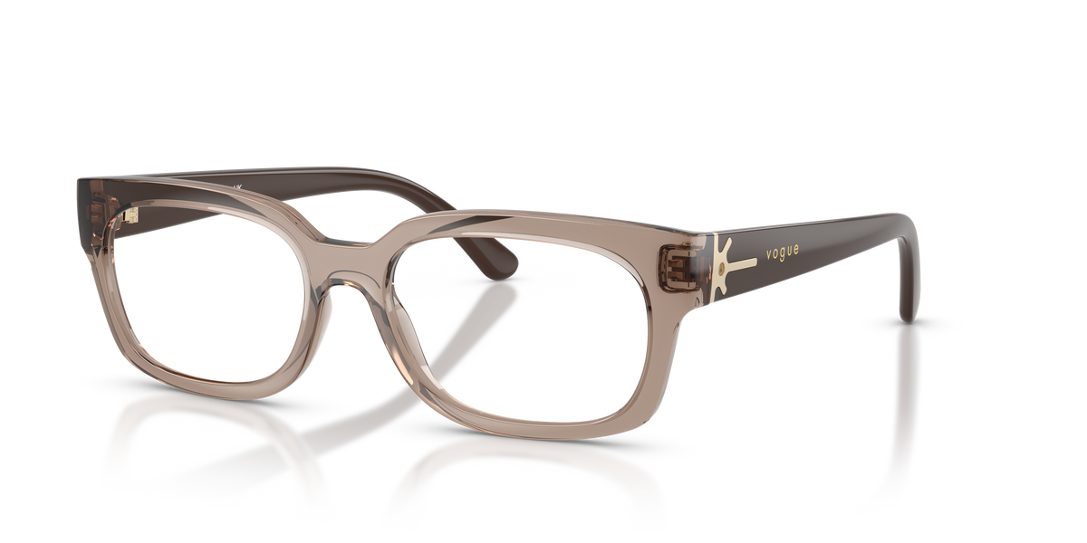 Vogue Eyewear VO5689 in Transparent Brown, three-quarter view #Colour_Transparent Brown (2940)