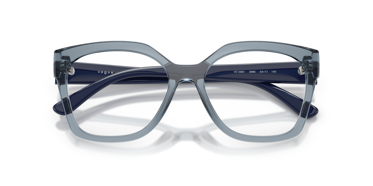 Vogue Eyewear VO5691 in Transparent Azure, front detail view #Colour_Transparent Azure (2966)