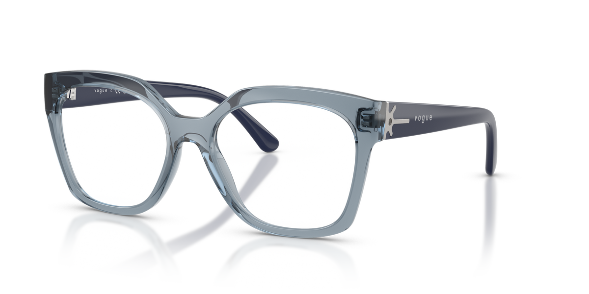 Vogue Eyewear VO5691 in Transparent Azure, three-quarter view #Colour_Transparent Azure (2966)